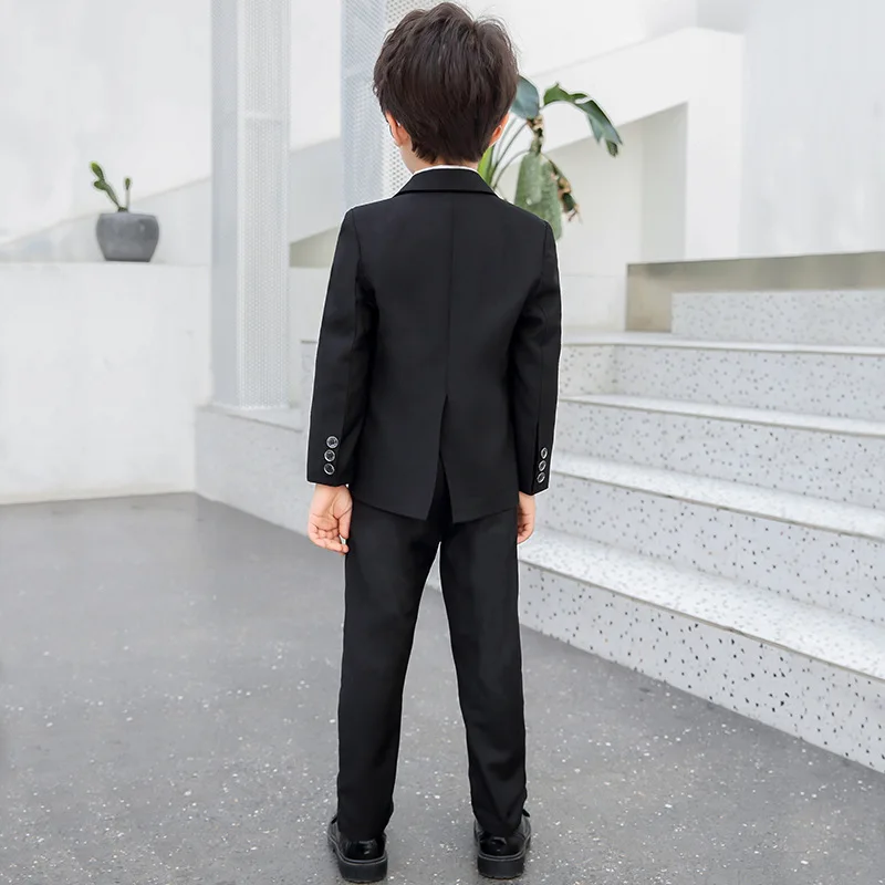 Flower Boys Wedding Dress Suit Set Autumn Children Embroidery Blazer Pants Shirts Bowtie Clothes Kids Host Party Costume
