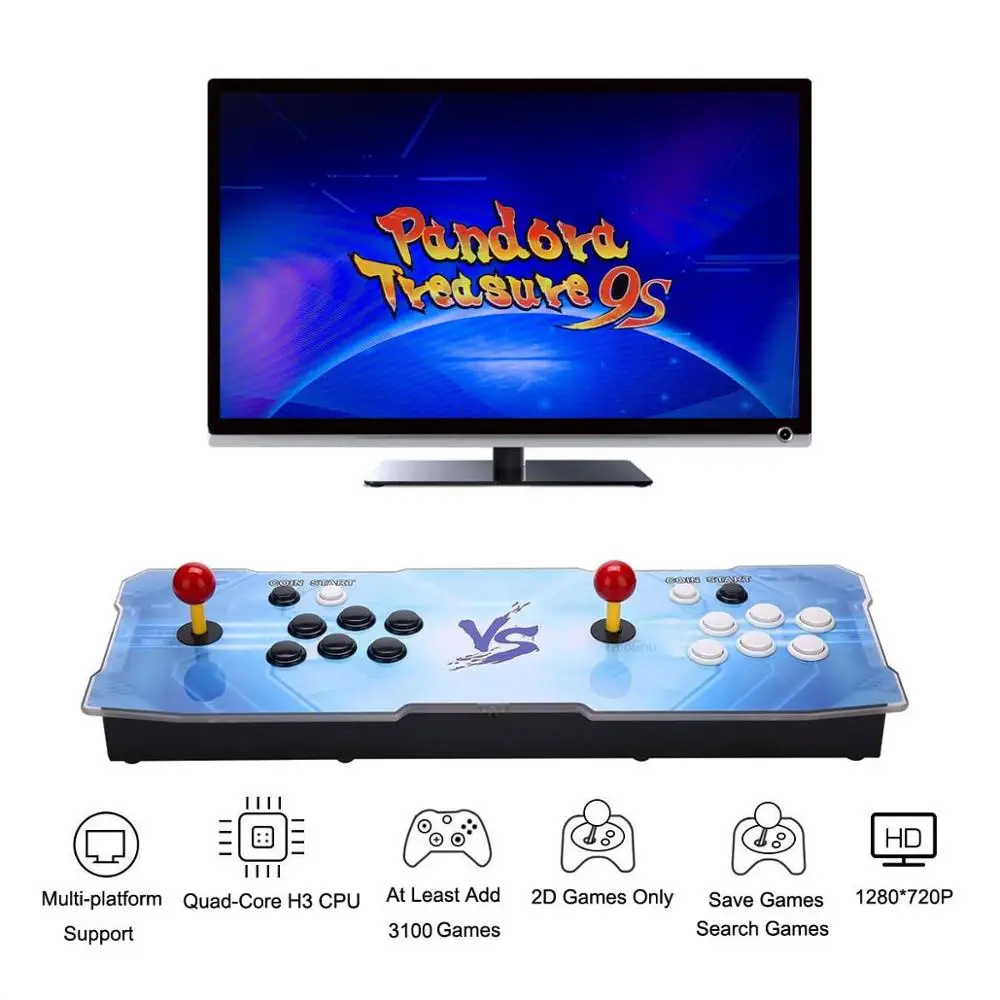 Blue VS 3D Pandora 7 2327 в 1 аркадная видеоигра консоль 1920x1080 Full HD 2 игрока аркадная машина Поддержка TF карты, чтобы добавить больше игр - Цвет: Blue VS