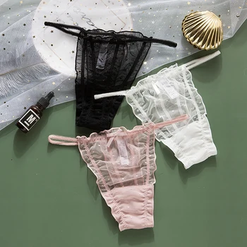 

Sexy Hollow Out G-string Women Transparent Underwear Ultra thin Mesh Female Thong String Low-Rise Lady T-back Underpants