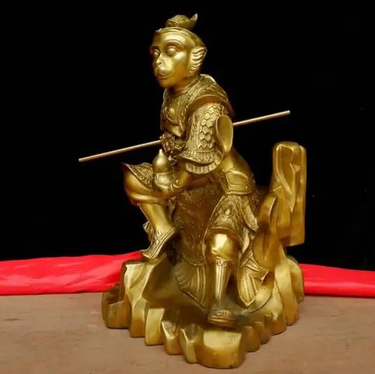 Китайский буддистский храм латунь медь Обезьяна Король солнце Wukong Марс Бог Будда