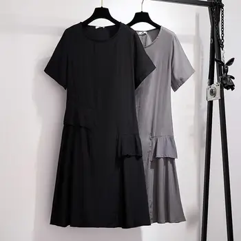 

2XL-6XL Plus Size Summer Black Loose Dress 2020 Women Casual Big Size Office Ladies Dress 4XL 5XL Slim Large Size Party Vestidos