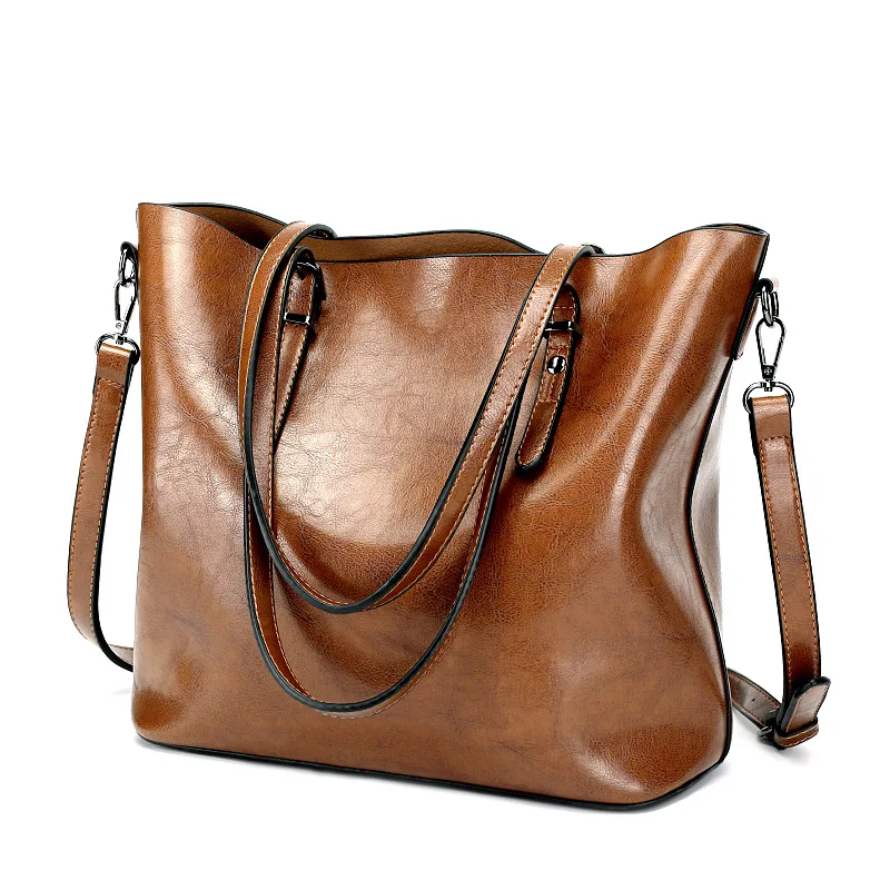 

Mineyo New Style Oil Wax Leather WOMEN'S Bag Europe And America Brand Bucket Bag Retro Handbag Crossbody Bag H867