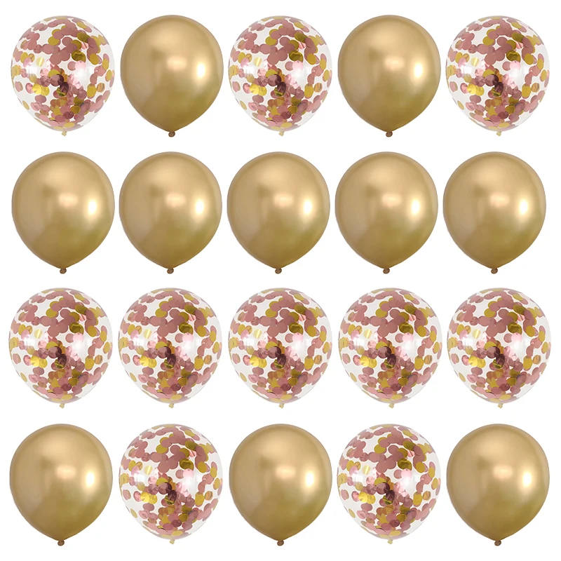 20 шт 12 дюймов металлические блестящие шары с золотыми Конфетти Для вечеринки в честь Дня Рождения гелиевые шары для свадьбы, фестиваля, вечерние шары - Цвет: gold