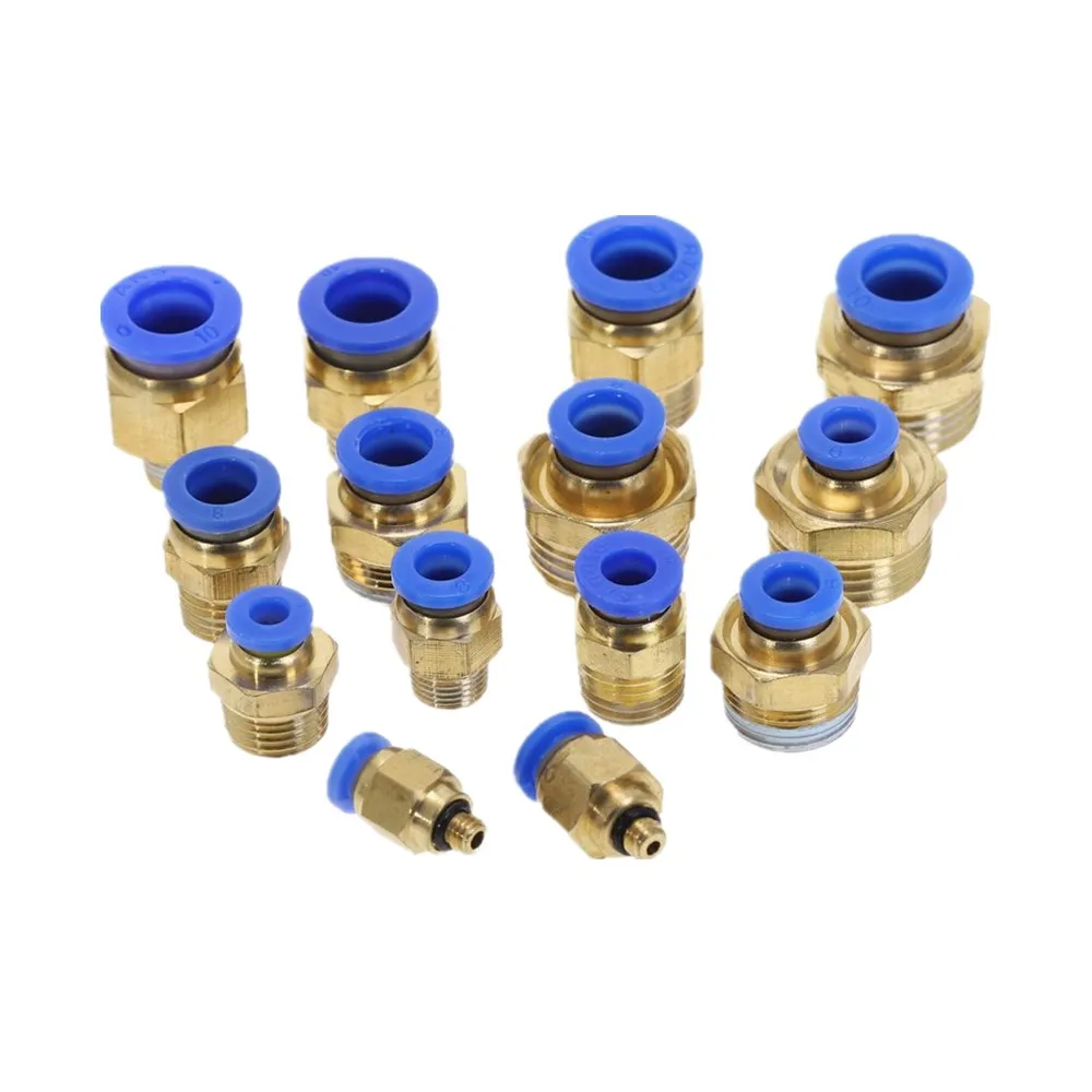 

1PCS Pneumatic Fittings PC4 6 8 10 12 14 16mm Male thread M5 M6 1/8 1/4 3/8 1/2 01 02 to Tube push air tube Straight connection