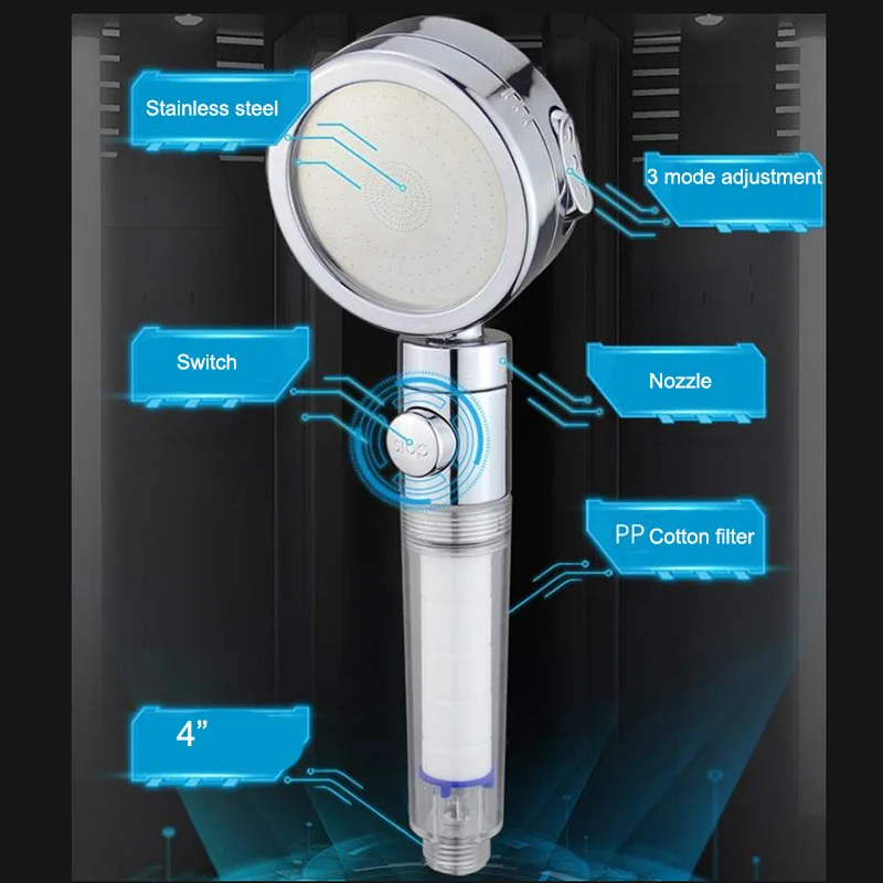 Фильтр для душа воды с переключателем стопа воды Водосберегающие герметичный три модуля большой Showerhead аксессуары для ванной, душа