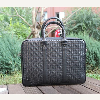 

Men's Briefcase 100% Leather Business Handbags Large Capacity 15-Inch Computer Bag Fashion Shoulder Bag Luxury Brand 2020 New
