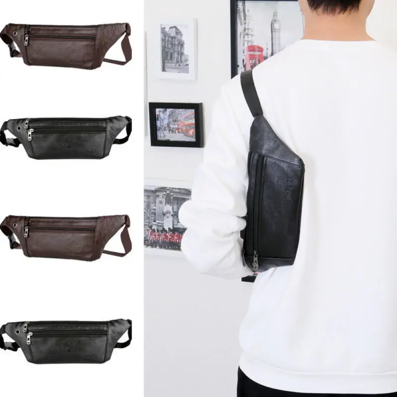 Кожа Цвет Fanny Pack Для мужчин Мини Пояс Сумка кошелек в стиле Хип маленькая сумочка