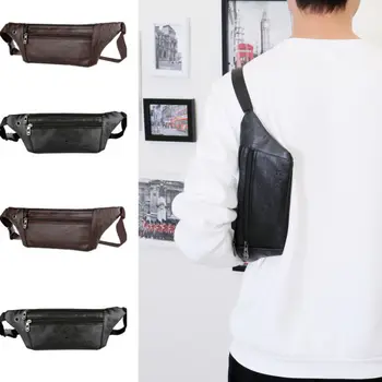 

Leather Color Fanny Pack Men Mini Waist Belt Bag Purse Hip Small Travel Pouch Ultra-Thin Pu Belt Bag Sport Waist Bags 2 Colors