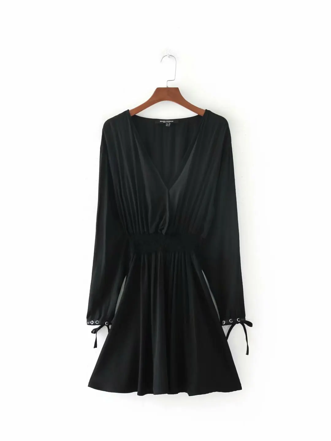 

Skirt Summer Women's New Style Elegant High-waisted Button Waist Hugging Slimming V-neck Lantern Sleeve Large Hem Dress Women's
