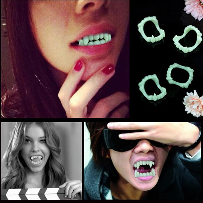 

Halloween Vampire Fake Teeth for Kids Luminous Glow In The Dark Gag Terrorist Toy Party Cosplay Masquerade Funny Kids Toy