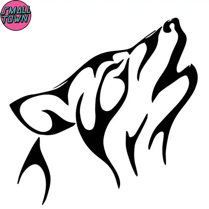 

Small Town 14.7CM*14.6CM Personality Wolf Head Car Sticker Interesting Design Vinyl Decal Black/Silver C4-1008