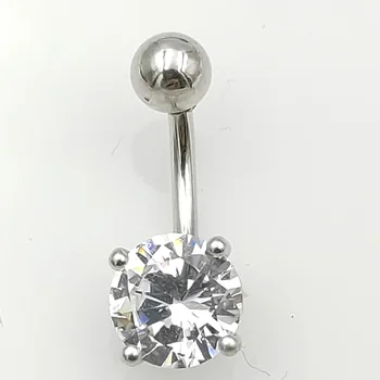 925 sterling silver Belly Button Rings Clear round CZ Navel Rings Belly Piercing jewelry
