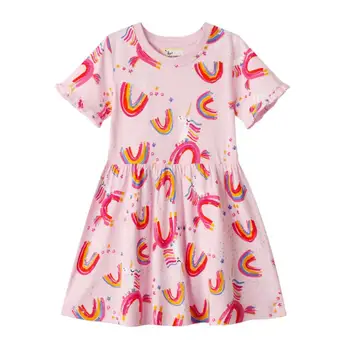 

Spring Baby Girls Cotton Short Sleeve Cute Pink Dress children princess dresses