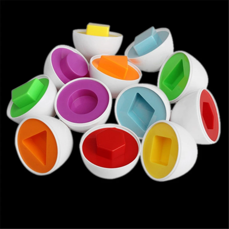 6 eggs/set Shape Puzzle Game Funny Smart Egg Toy Educational IQ Brain Teaser Kid Boy and Girl Children Test