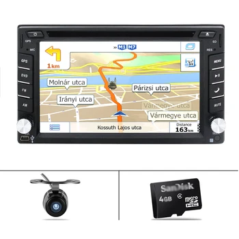 

2 Din Car Stereo receiver dvd cd player gps for universal radio navigator free map sd card,camera, steering wheel control usb