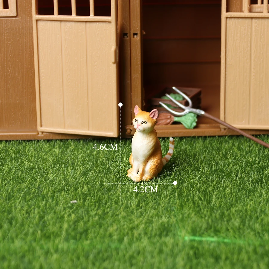 Hand-Painted Cat Figurines: Small Animal Statues for Indoor Decor and Children's Play