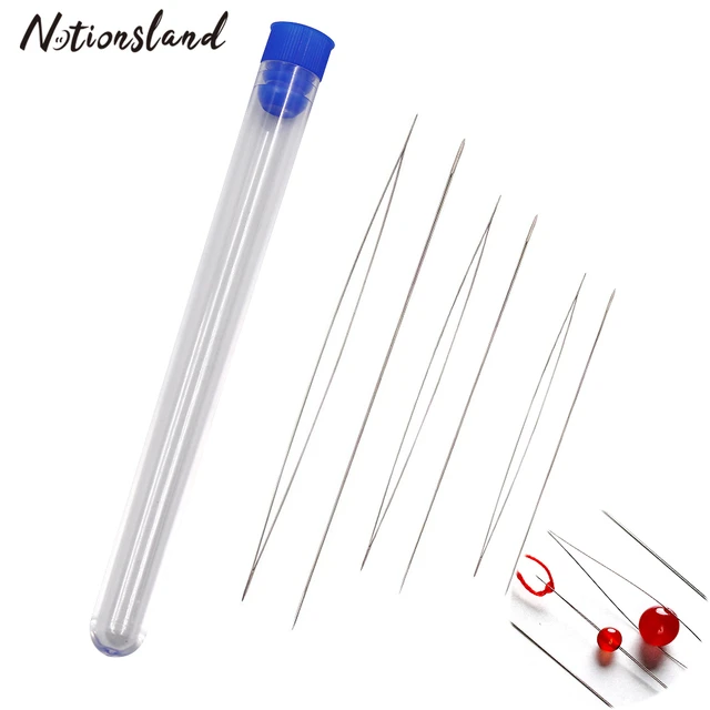 1set Beading Needles with Plastic Storage Bottle Opening Curved