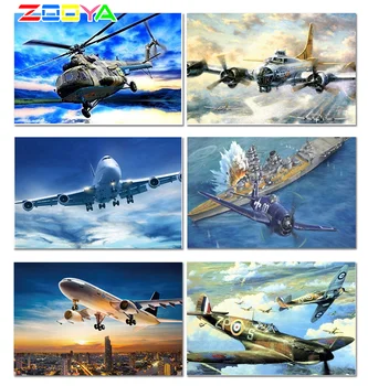 

Diy Diamond Mosaic Aircraft Sky Full Rhinestone Painting 5D Round Diamond Painting Vliegtuig Diamond Embroidery Helicopter 6Jh13
