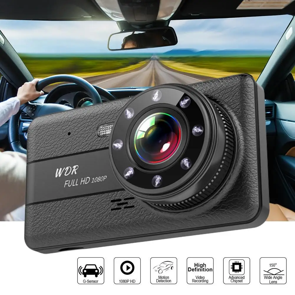 HD Автомобильный видеорегистратор камера 4 дюйма IPS Двойной объектив 1080P