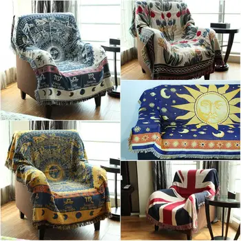 

Thicken Pure Cotton Thread Knitted Blanket With Tassel Casual Ethnic Tribal Bohemian Blanket Sofa Cover Home Decor Bed Blankets