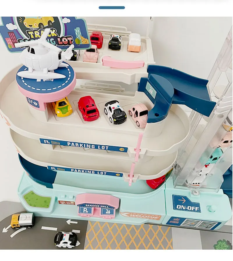 Electric Track Parking Building Car Toy Racing Rail Car Train Track Toy for Children Gifts Mechanical Adventure Brain Table Game