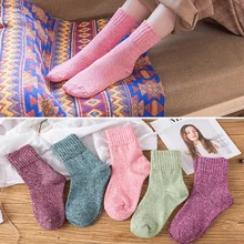 1 пара, милые женские носки для девочек, Разноцветные теплые женские носки, зимние теплые носки ярких цветов для женщин, Meias Femininas