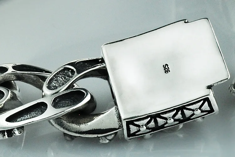 BOCAI New solid 925 silver jewelry retro Thai silver skull s925 silver bracelet for man wide face thick domineering man bracelet