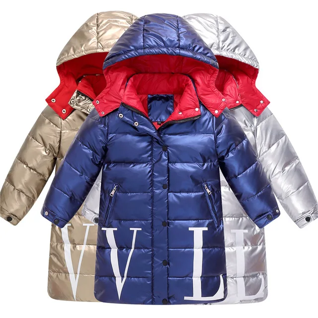 Г. Зимние пуховики для маленьких мальчиков и девочек, парки 8988 г. Детская зимняя одежда теплые детские пальто Длинная Верхняя одежда с буквенным принтом