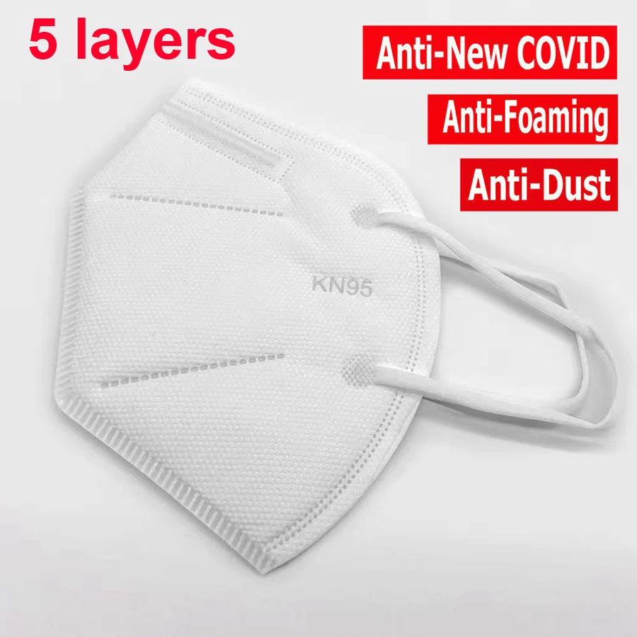 

20Pcs CE Certificated KN95 Antiviral Face Masks respirator N95 wiht 5ly Mask Dustproof Protective Mouth Muffle Cover