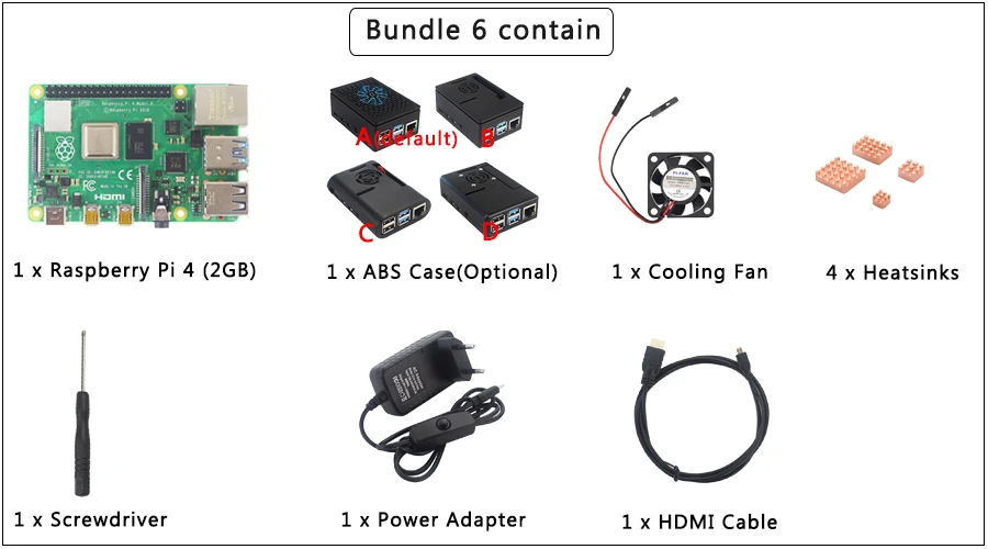 Raspberry Pi 4 Модель B комплект+ ABS чехол+ блок питания+ вентилятор+ радиатор+ HDMI дополнительно 64 32 Гб sd-карта и ридер для Pi 4