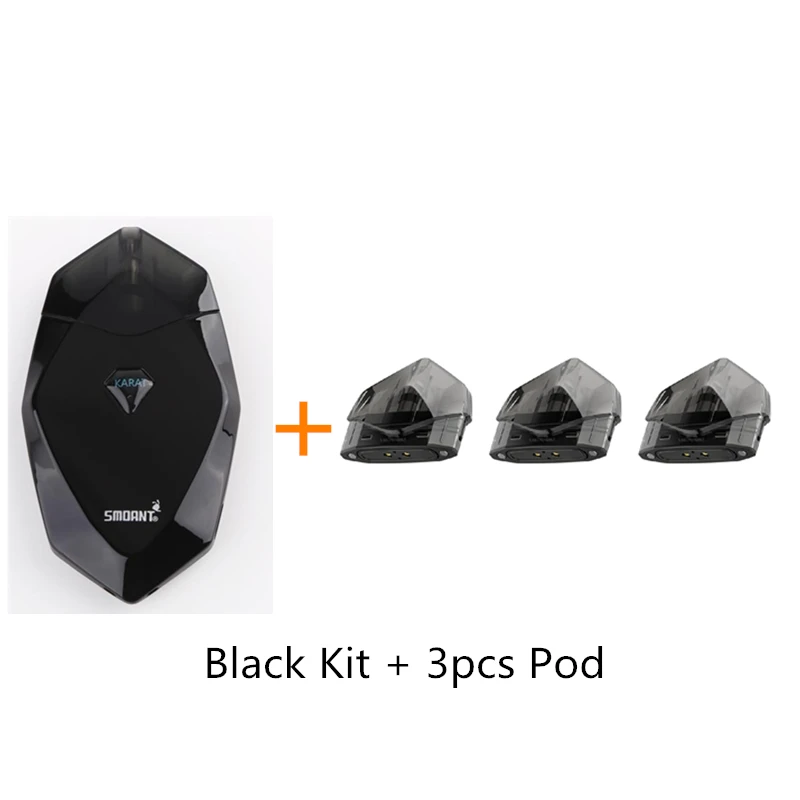 Black add 3Pod Pod Vape комплект Smoant Karat Pod стартовый комплект 370 мАч батарея Ом кварцевая катушка 2 мл Pod электронная сигарета картридж комплект вейпер - Цвет: Black add 3Pod