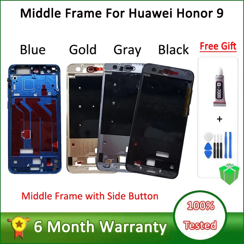 For Huawei Honor 9 Honor9 Front Bezel Frame/Middle Frame Housing With Side Keys For Huawei Honor 9 Middle Frame with Side Button frame for iphone