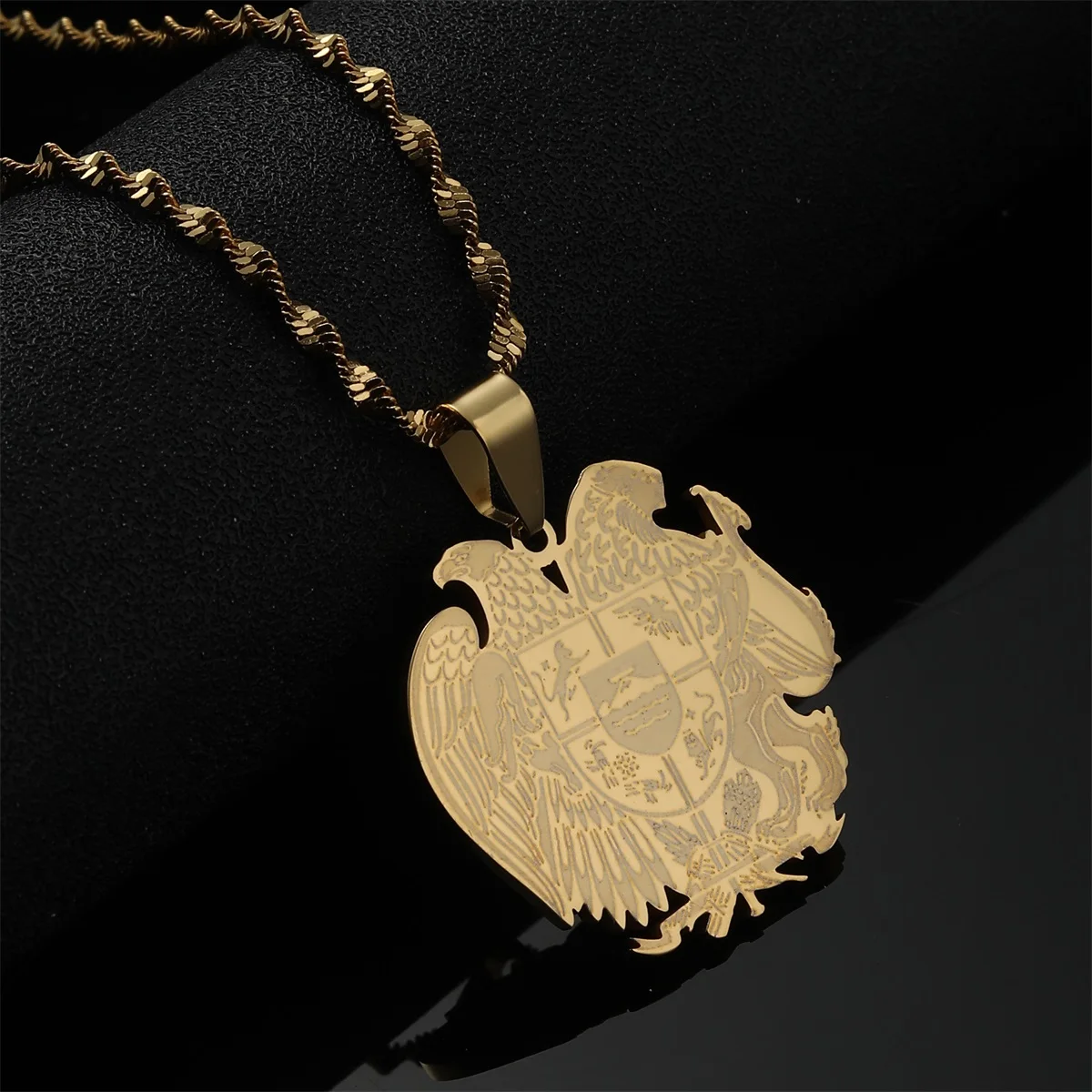 

Stainless Steel Armenian Eagle Pendant Necklaces For Women Men Coat Of Arms Of Armenia Jewelry