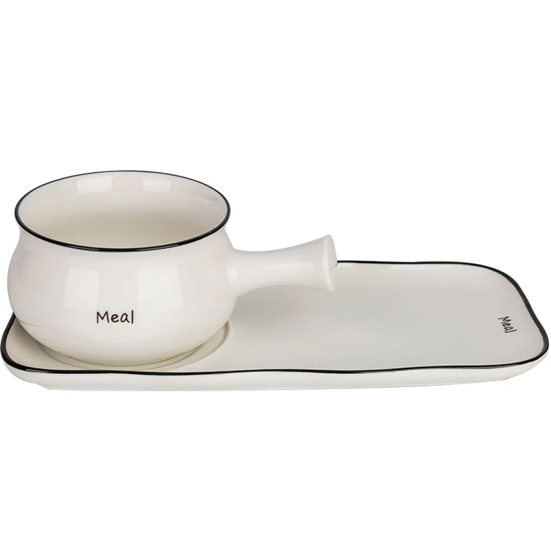Modern Letter ceramic dishes one person food set dishes home bread breakfast plate tray with handles handle oatmeal bowl