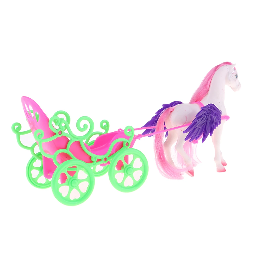 Magical Mini 1/6 Princess Doll Flying Carriage Horse With Wing Girls Playset