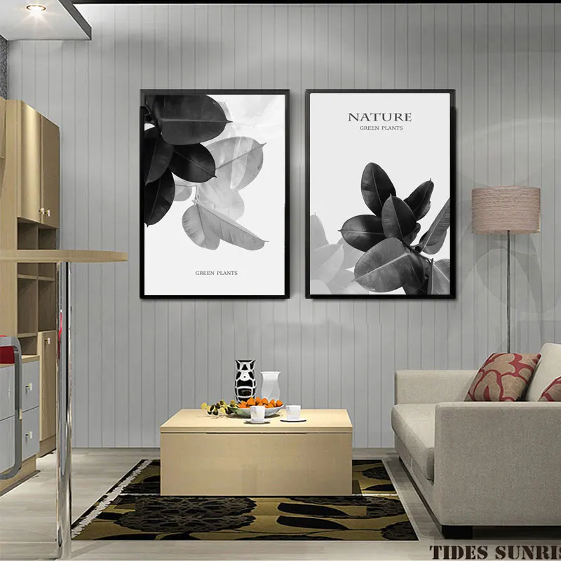 

Nordic Black and White Plant Leaf Canvas Painting, Minimalist Prints, Wall Art, Poster Style, Home Decor