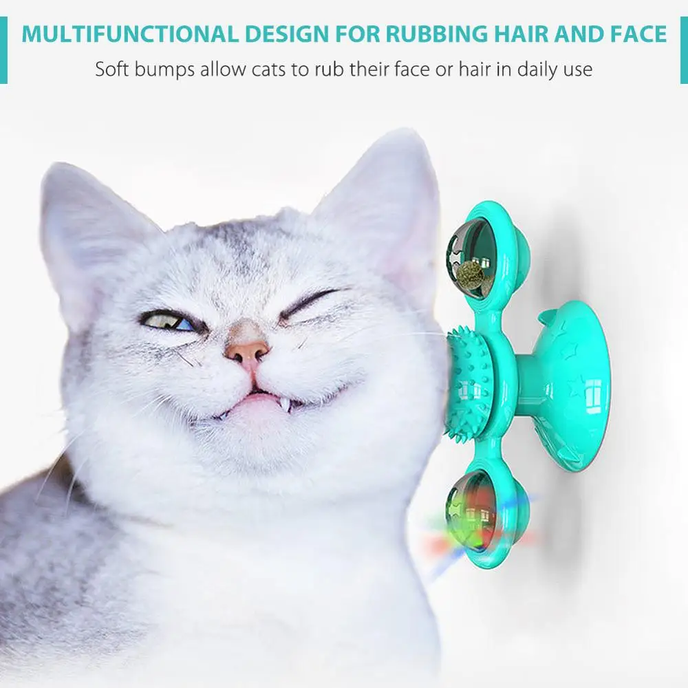 

Cat Windmill Toy Funny Massage Rotatable Cat Toys With Catnip LED Ball Teeth Cleaning Pet Products for Dropshipping