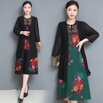 

Floral Flower Embroidery Dress Vintage Boho Bohemian Embroidered Two Piece Set Mesh Tassel Dresses Suits Women Vestidos Female