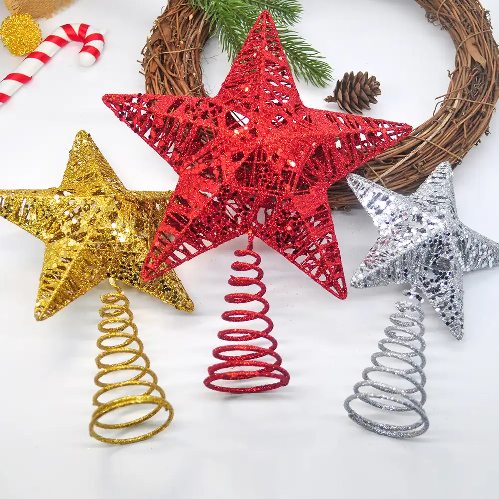 1個スパークリング鉄ツリートップスタークリスマスツリーの装飾ショップ窓のペンダントショッピングモール家の装飾ハッピーニューイヤー Pendant Drop Ornaments Aliexpress