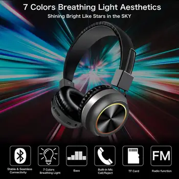 

Bluetooth Headset LED Lighting Up Headphones Earphone Wireless Headphones Stereo Foldable Sport Earphone Headset MP3 Player