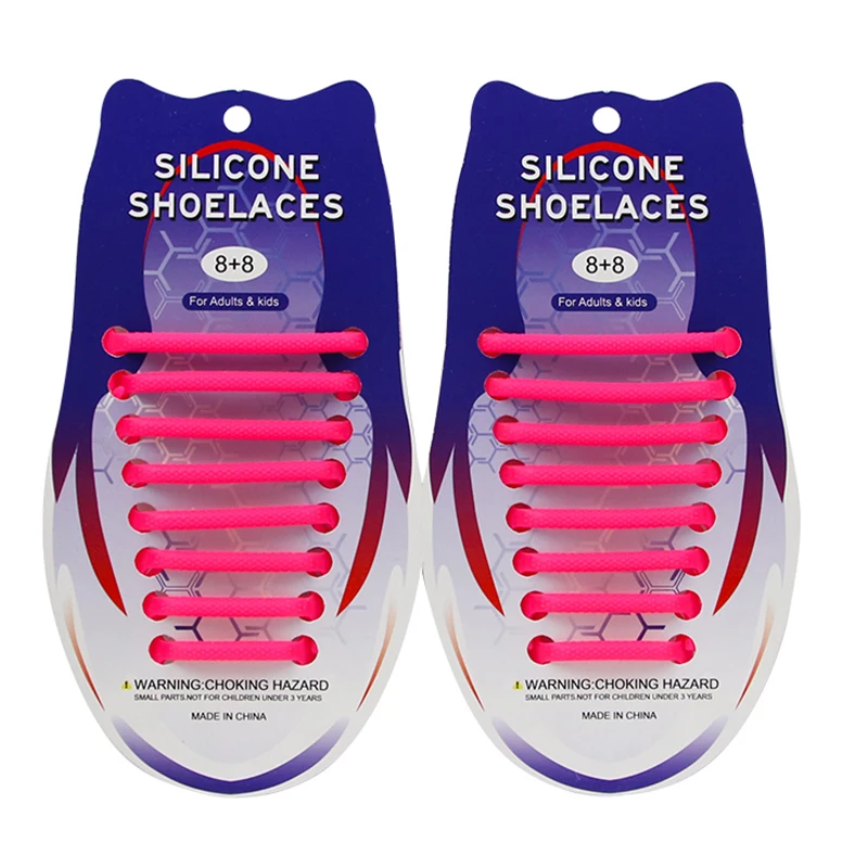 16 шт./партия, силиконовые шнурки, эластичные шнурки для обуви, специальные шнурки без шнуровки для мужчин и женщин, резиновые шнурки на шнуровке, 12 цветов - Цвет: rose red