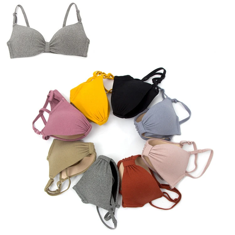 Bralette нижнее белье пуш-ап хлопковый бюстгальтер Осень Новые однотонные короткие мягкие регулируемые бесследные дышащие цветные бюстгальтеры для женщин