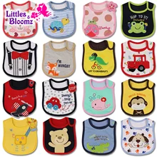 [Littles & Bloomz] Детские нагрудники для кормления для мальчиков и девочек, водонепроницаемый фартук, полотенце с рисунком, Детские банданы для малышей