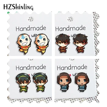 

Transparent Acrylic Stud Earrings Hot Summer Avatar The Last Airbender Shrinky Dinks Cartoon Pattern Earrings Resin Epoxy