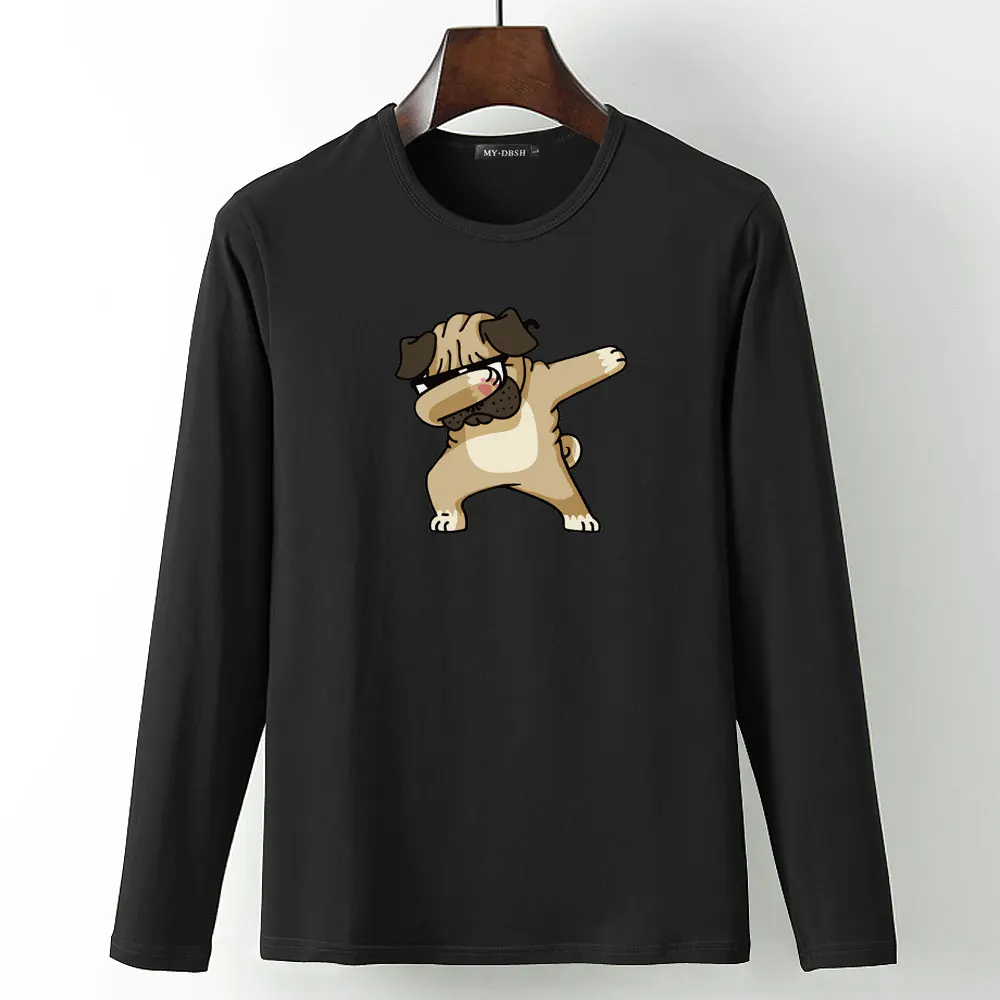 Camisetas Mujer, летняя футболка, Повседневная Хлопковая мужская футболка с рисунком кролика, принт с животными, мужские футболки с длинным рукавом и v-образным вырезом - Цвет: A68-O-Black