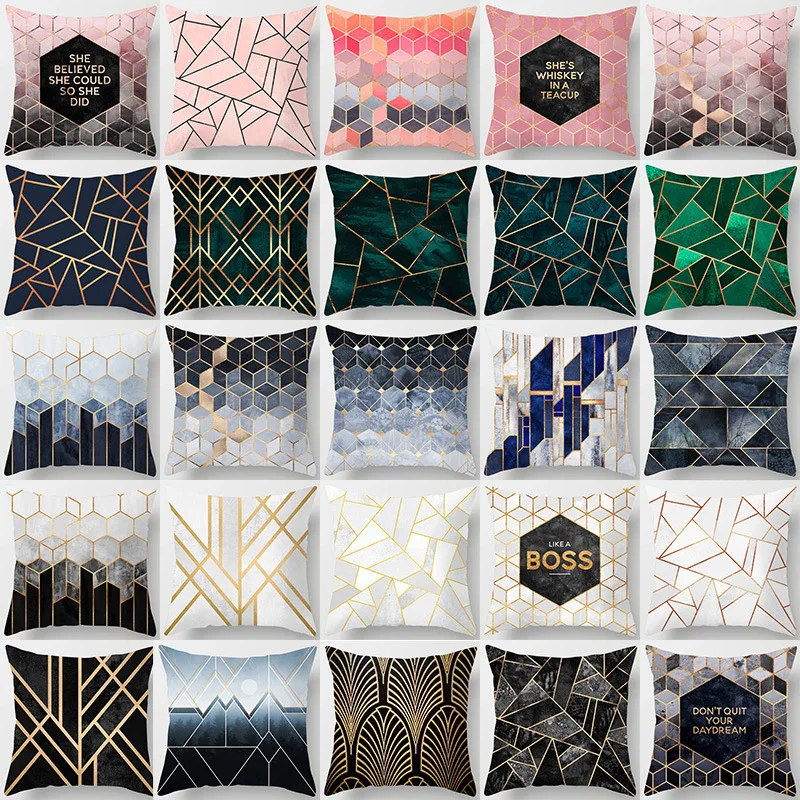 

Yaapeet 1pc Geometric Cushion Cover Gradient Brief Throw Pillow Case Green Retro Cushion Cover Europe Pink Pillowcase Decorative