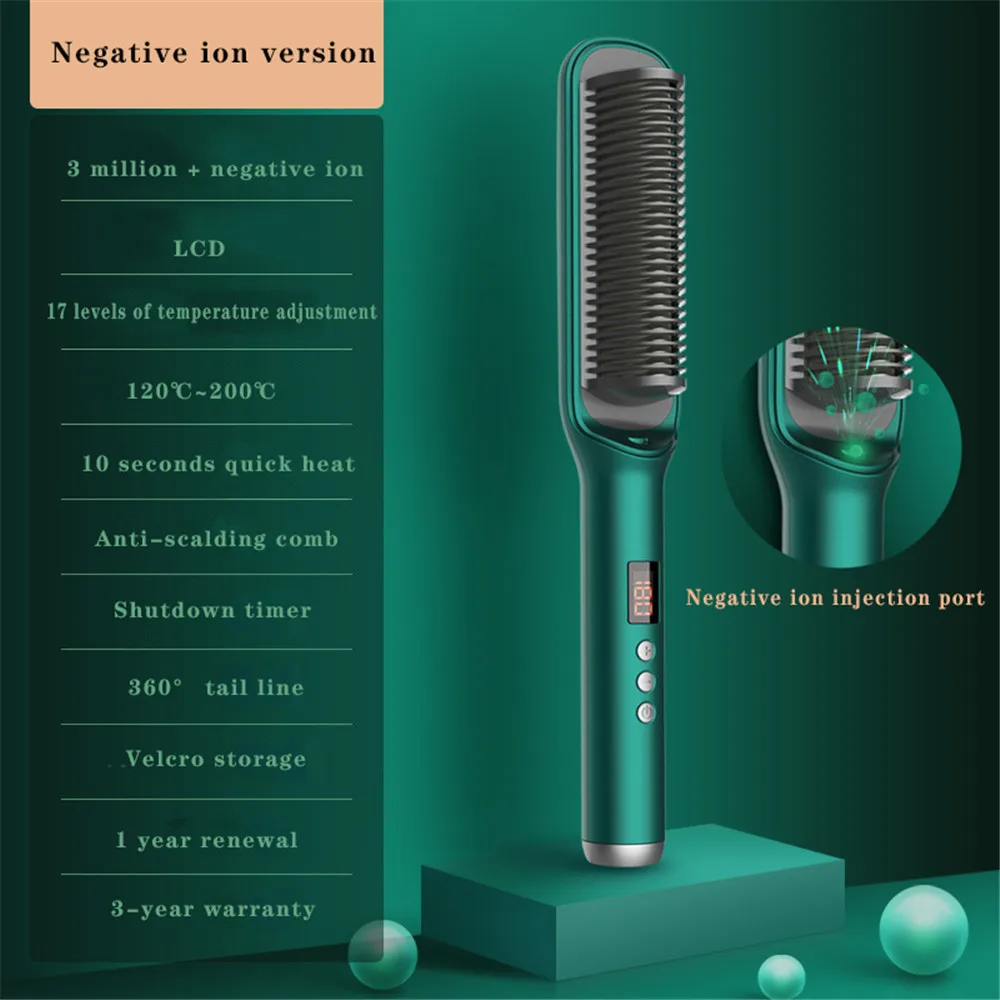 

Hair Straightener Heating Brush 2 And 1 Hair Straightener Curler Tourmaline Ceramic Ion Heating Quick Heating Straightening Comb