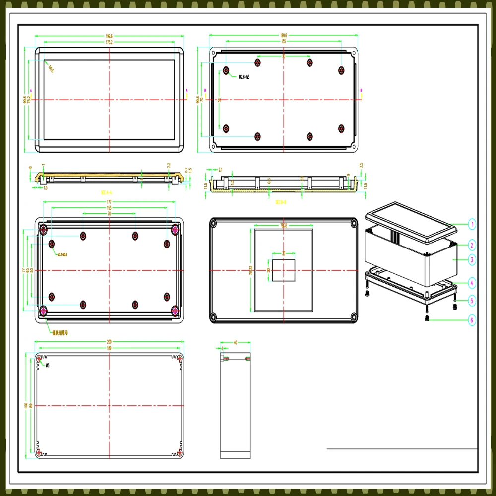 Aluminium project box diy metall case aluminium enclosure junction box amplifier housing for electronics 200*100*40mm