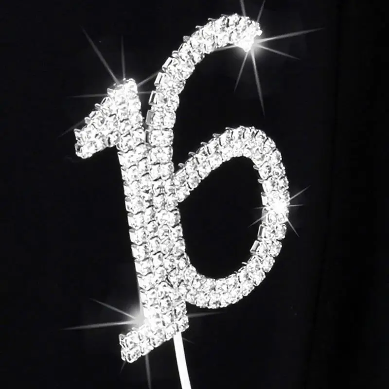 № 10, 16, 20, 21, 25, 50, 60, 70, стразы, украшенные цифровой наклейкой, Топпер для торта, для 10-й 20-й 60-й свадьбы, юбилея/дня рождения