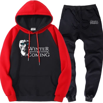 

Game Of Thrones Mens Sports Set Spring Fleece Brand Sweatshirt+Sweatpants 2020 Winter Is Coming High Quality Street Clothes Suit